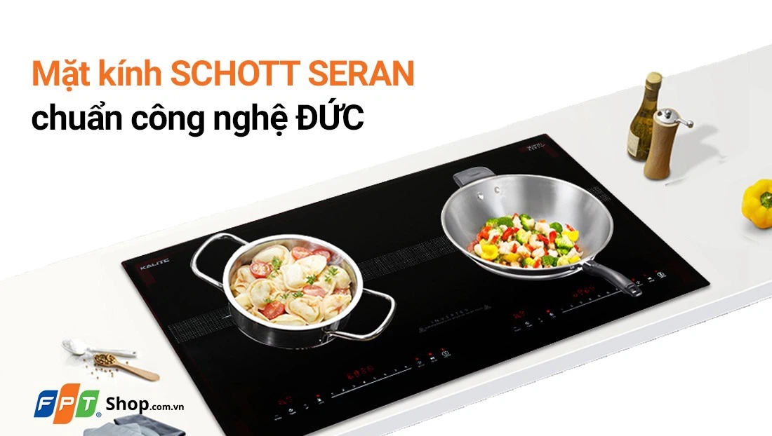 Bếp điện từ đôi Kalite KL-3900 có mặt kính Schott Ceran