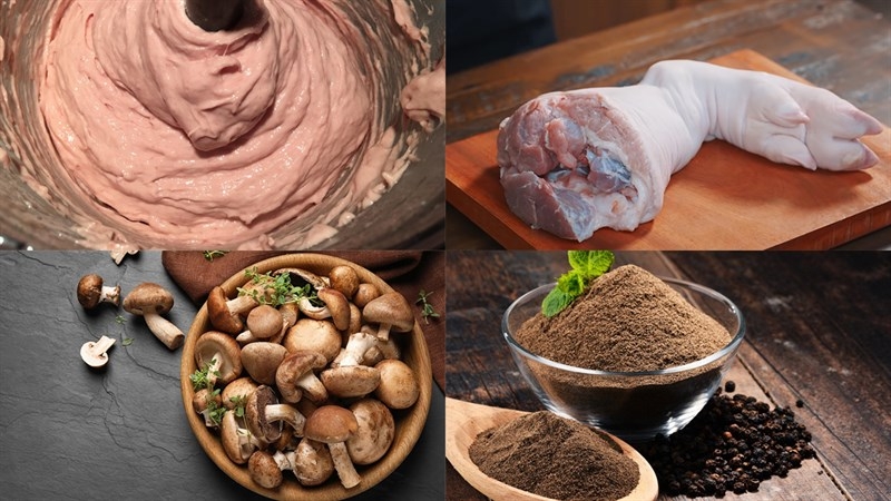 Chuẩn bị đủ nguyên liệu làm chân giò rút xương