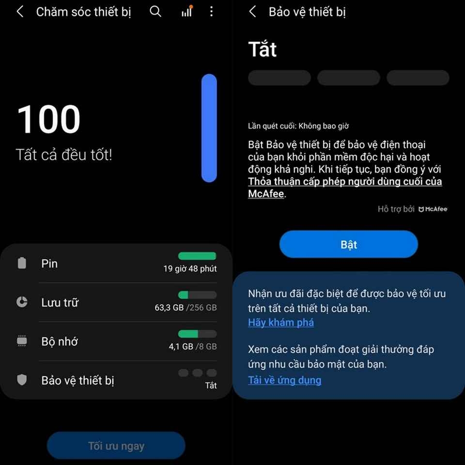 Giới thiệu về tính năng chăm sóc thiết bị