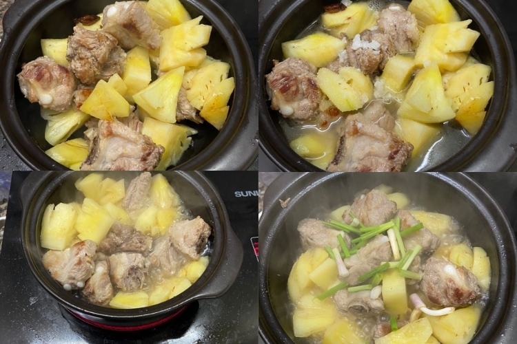 Làm sườn heo rim dứa