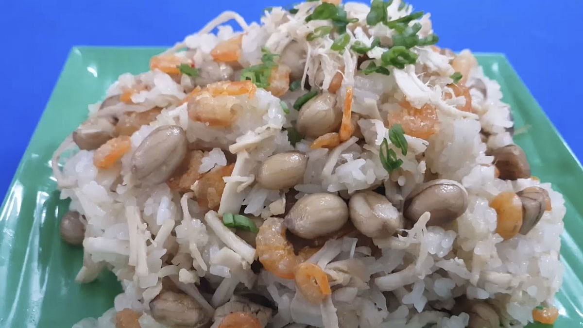 xôi đậu phộng mặn tôm khô