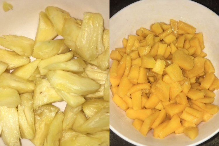 Sơ chế xoài và dứa