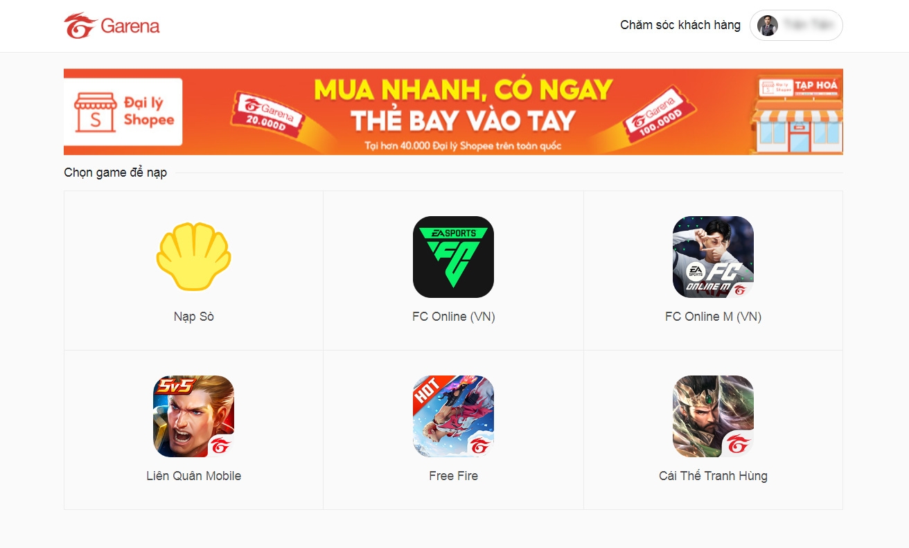 lịch sử nạp thẻ garena 4