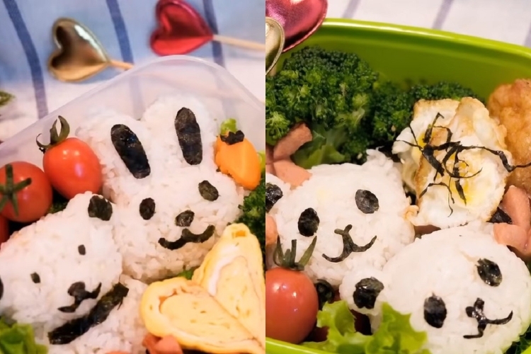 Thành phẩm cơm bento gấu trúc