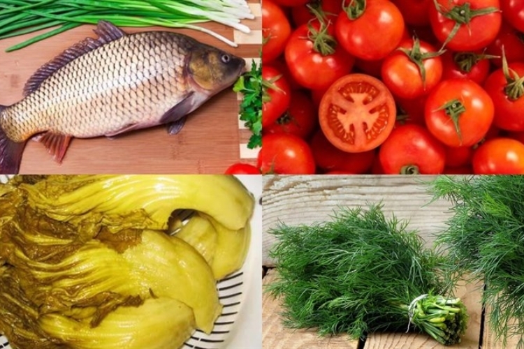 Nguyên liệu lẩu cá chép om dưa