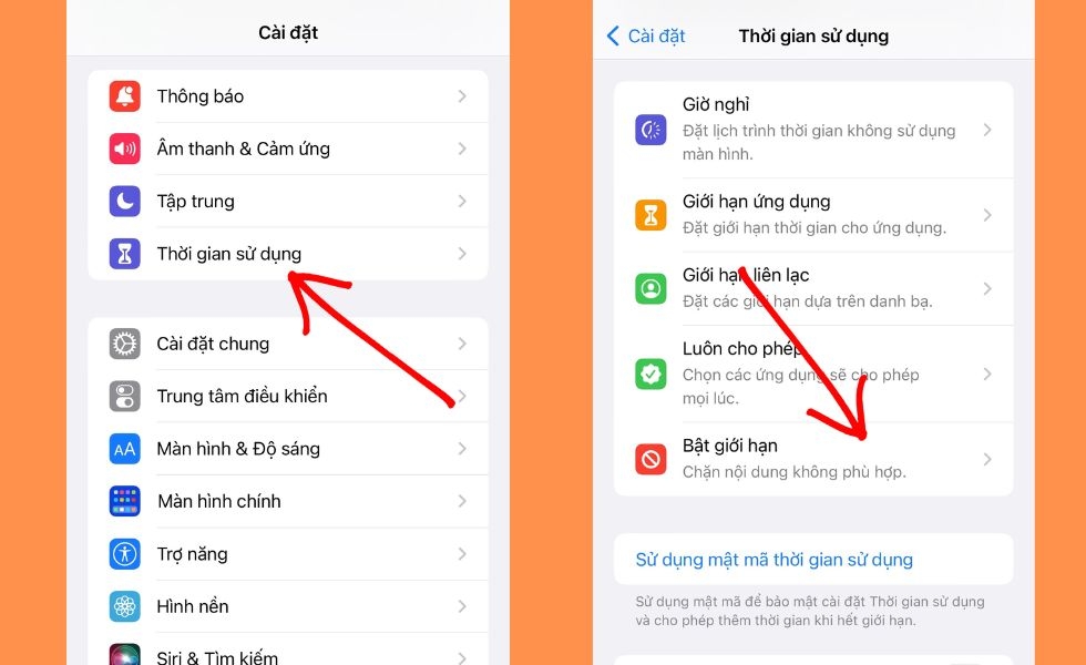 Thay đổi cài đặt giới hạn iPhone