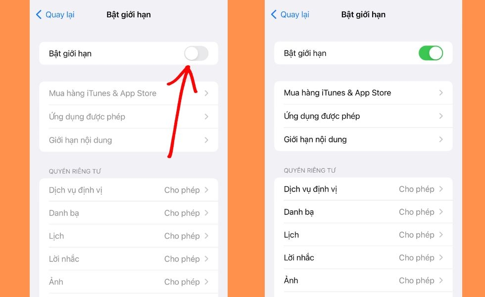 bật giới hạn iphone