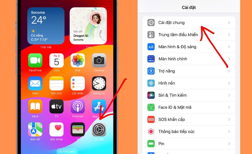 cài đặt iphone