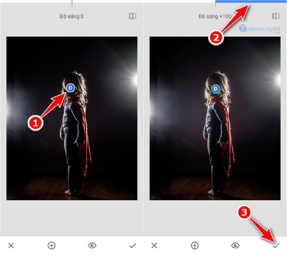 Chỉnh ảnh ngược sáng thông qua Snapseed bước 3