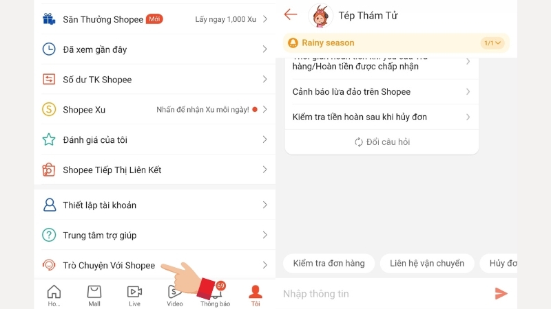 Chat với hệ thống hỗ trợ tự động Tép Thám Tử 2