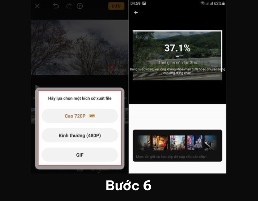Tải video đã chèn ảnh về máy