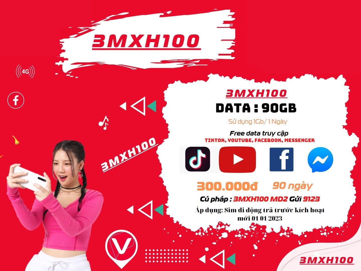 gói cước viettel 4g miễn phí zalo tiktok youtube 4