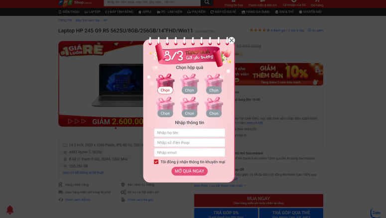 Hướng dẫn tham gia minigame “Pick a gift – Bạn có quà 8/3 nè”