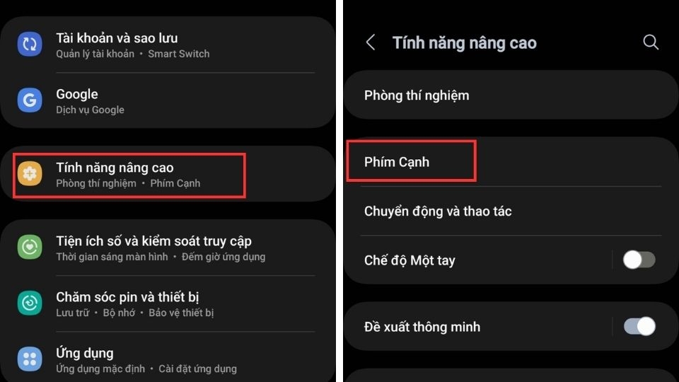 Truy cập vào cài đặt