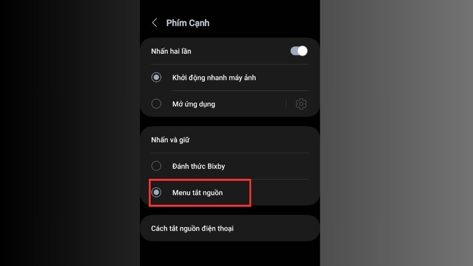 Chọn Menu Tắt nguồn (Power Off Menu) để tắt nguồn