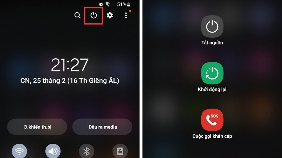 Tắt nguồn Samsung bằng thanh thông báo