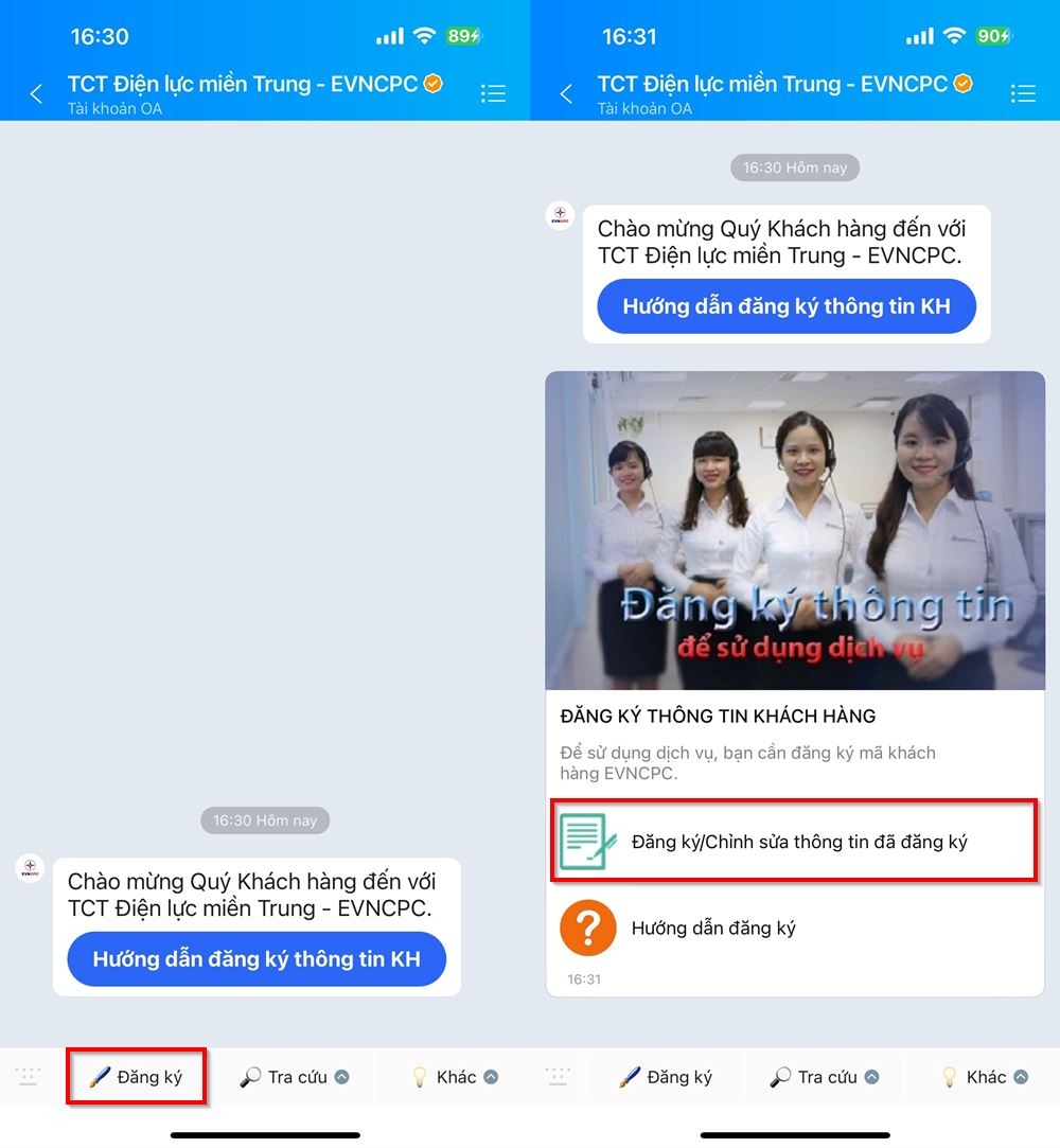 Cách đăng ký nhận thông báo tiền điện trên Zalo 3