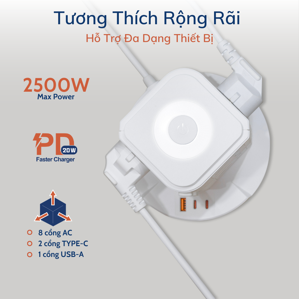Ổ cắm điện iCore ITS100C có khả năng tương thích với nhiều thiết bị điện tử, gia dụng khác nhau.