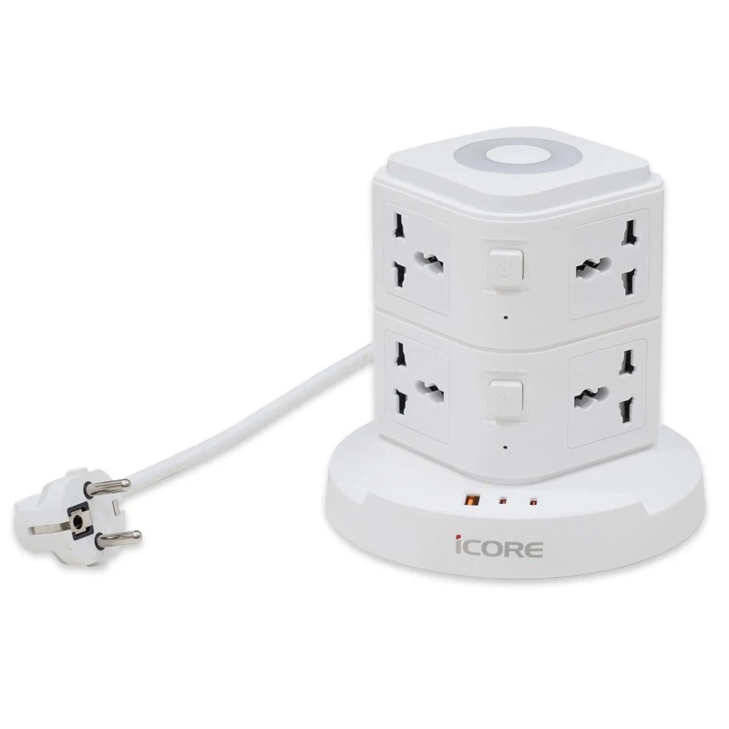 Hình ảnh ổ cắm điện iCore ITS100C với nhiều cổng cắm khác nhau