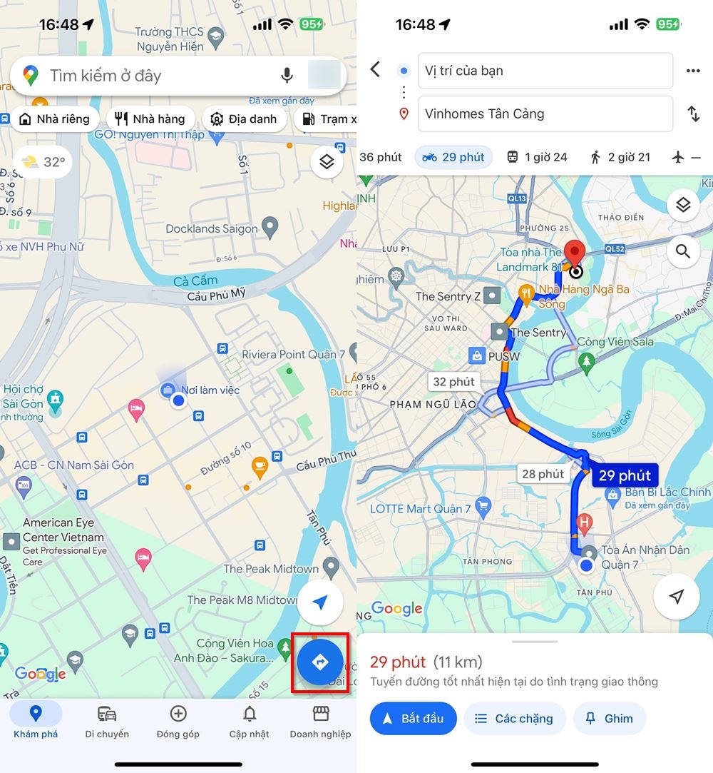 Cách lưu tuyến đường trên Google Maps 1
