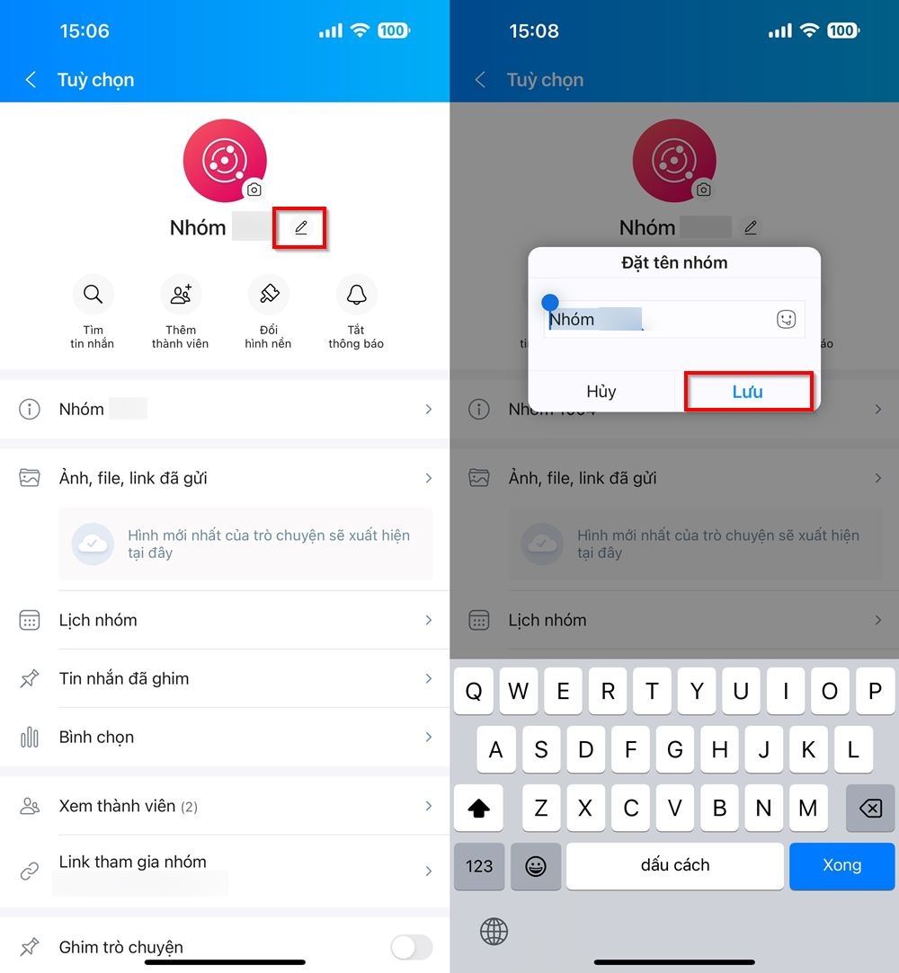 Cách đổi tên, ảnh đại diện nhóm offline trên Zalo 2