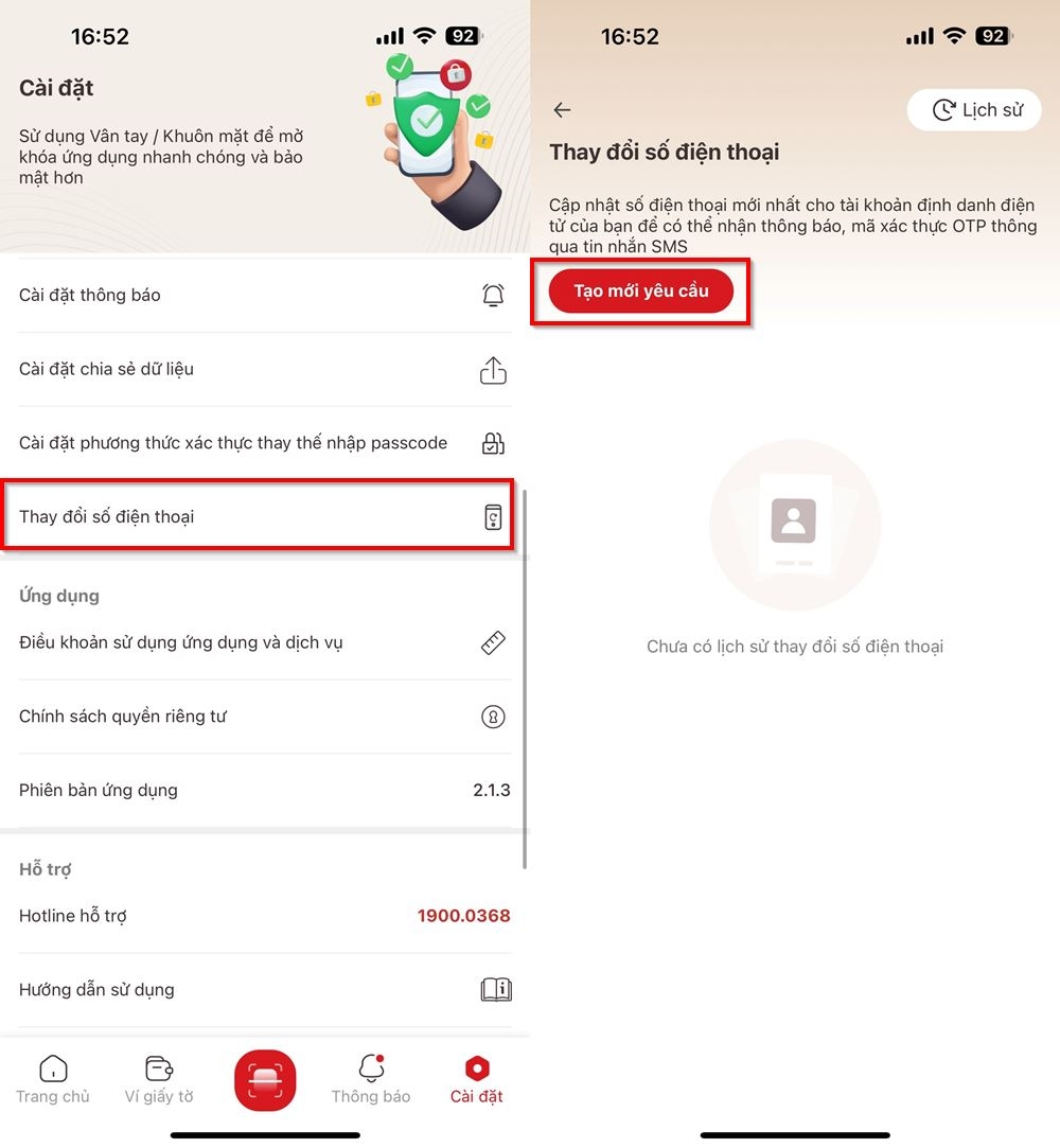 Cách thay đổi số điện thoại VNeID ngay trên ứng dụng 2