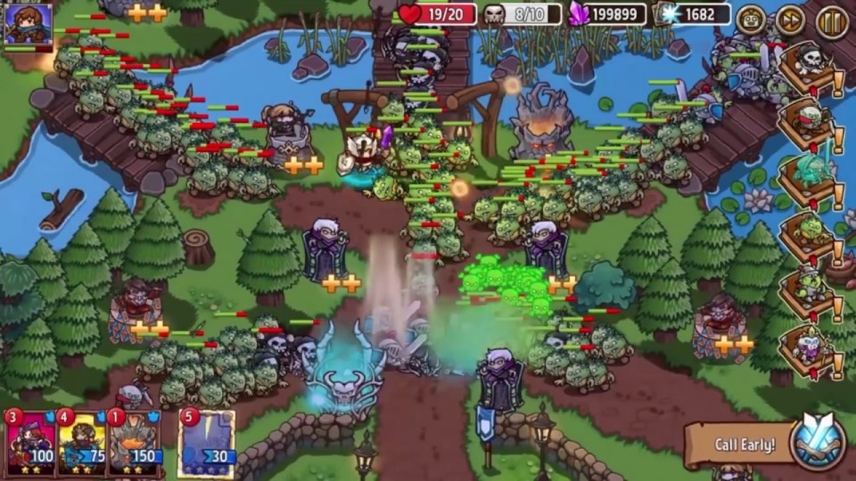 Crazy Defense Heroes có lối chơi đơn giản, bạn phải đặt thẻ bài để tiêu diệt quái vật và thủ thành