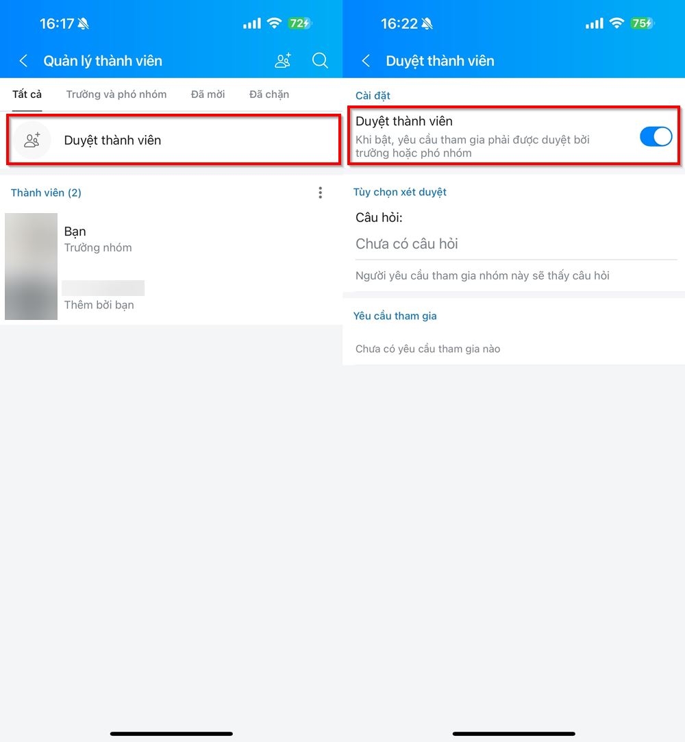 Cách duyệt thành viên trên nhóm offline Zalo 2