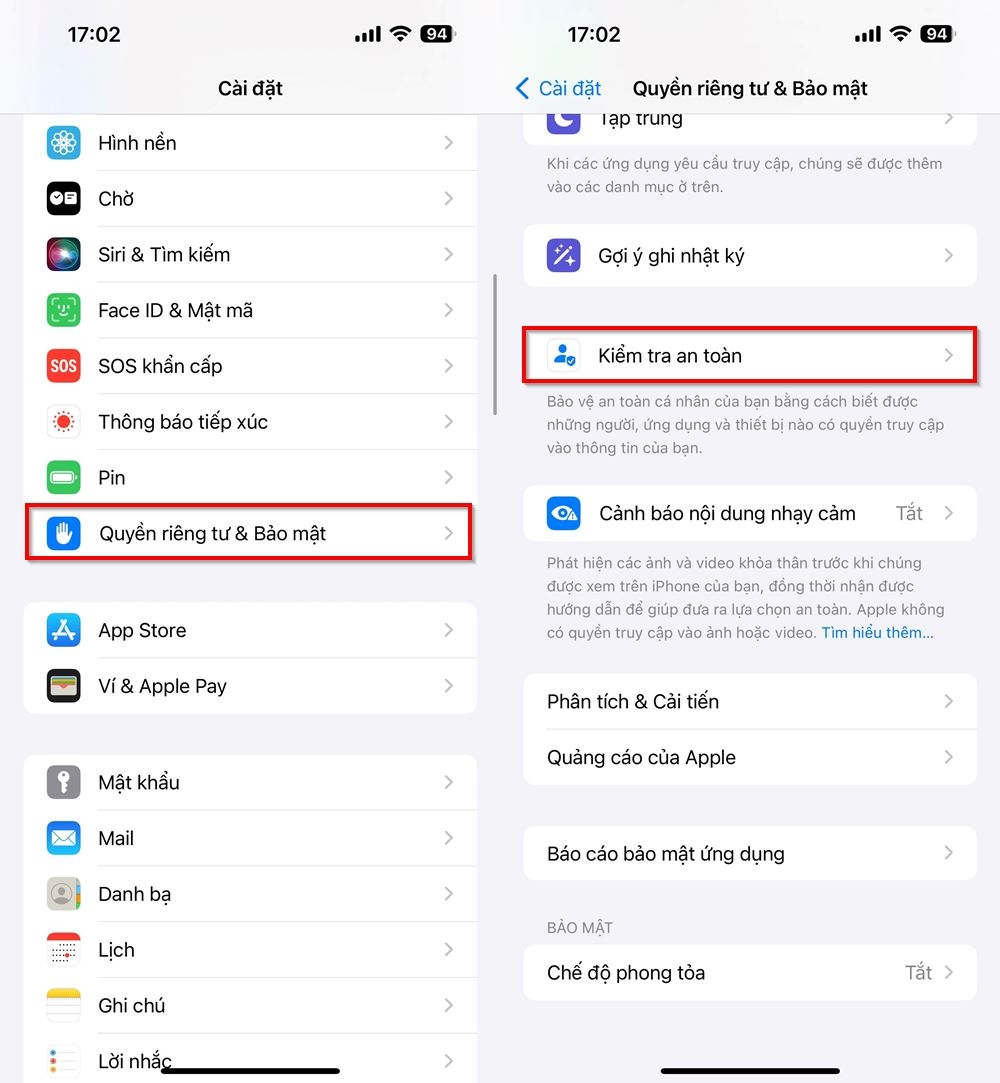 Cách bật Kiểm tra an toàn trên iPhone 1