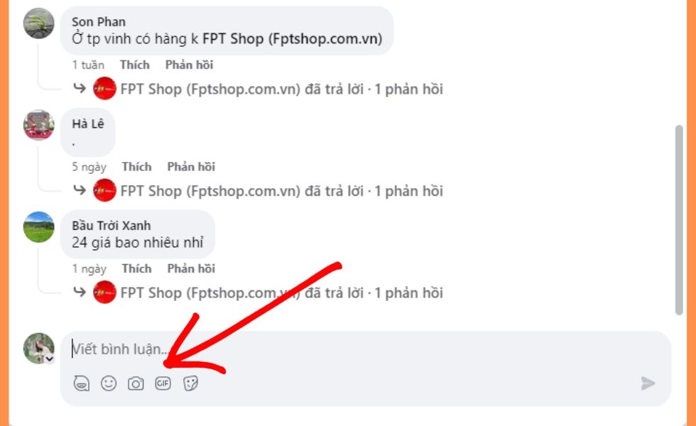 khung chữ GIF ở bình luận Facebook