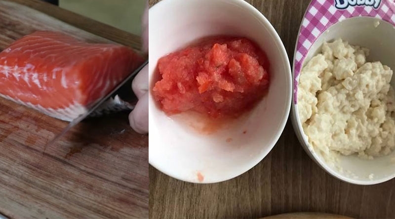 Nấu cháo cá hồi cho bé hình 7