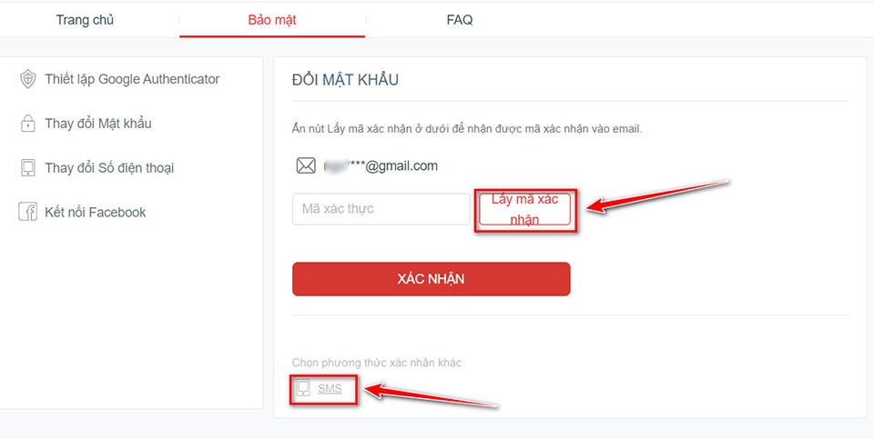 Bước 3: Nhập thông tin mật khẩu mới