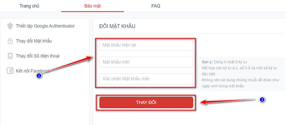 Bước 3: Nhập thông tin mật khẩu mới 1