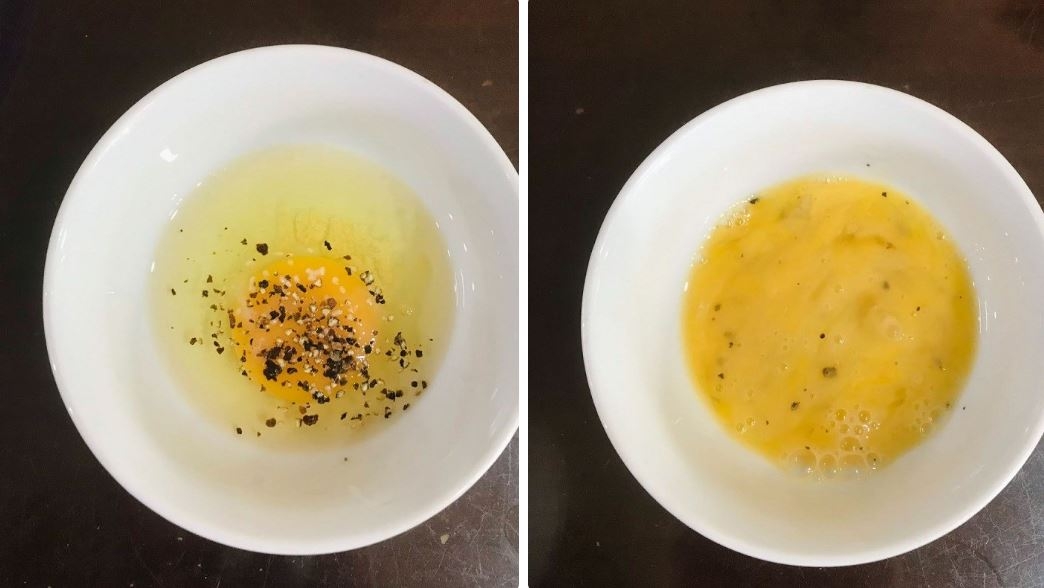 Cho gia vị vào trứng gà và đánh tan
