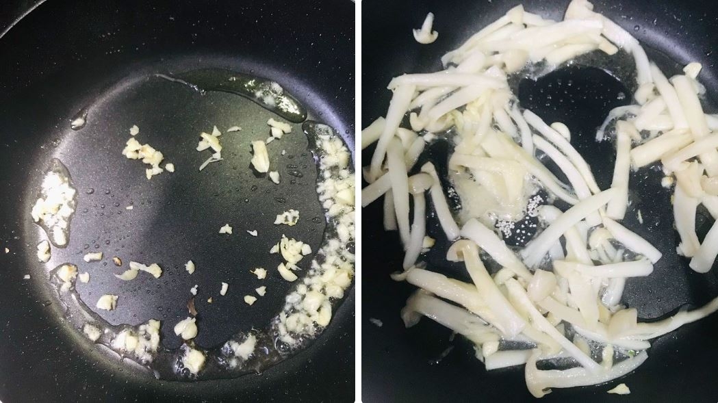 Xào một ít tỏi cho món ăn thêm dậy vị
