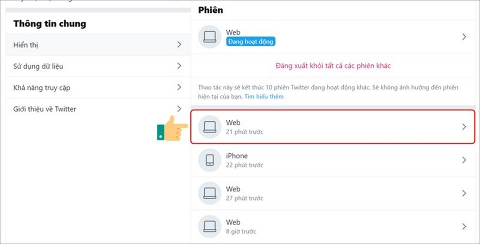 Chọn phần đăng nhập cần thiết