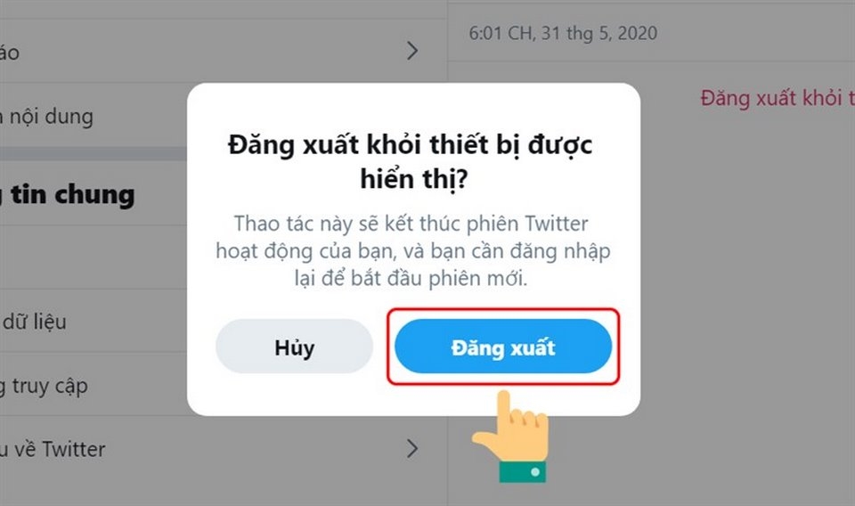Kiểm tra lại thao tác đăng xuất