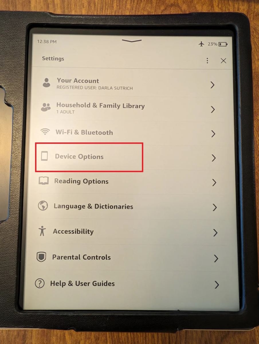 Bước 2: Tiếp theo, chọn Device Options.