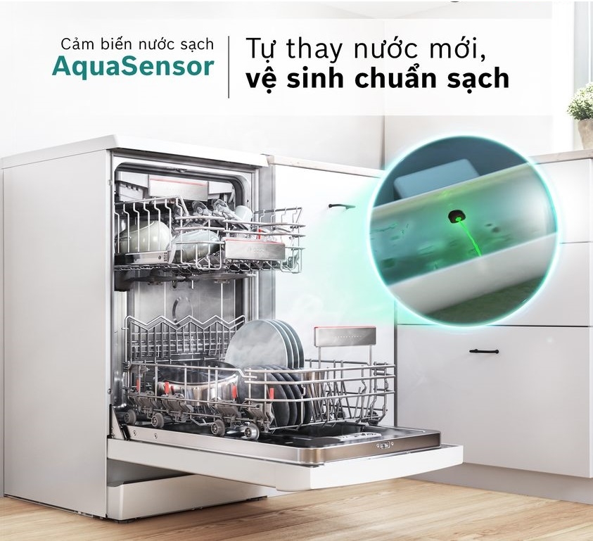 AquaSensor: Công nghệ cảm biến độ bẩn nước trên máy rửa bát