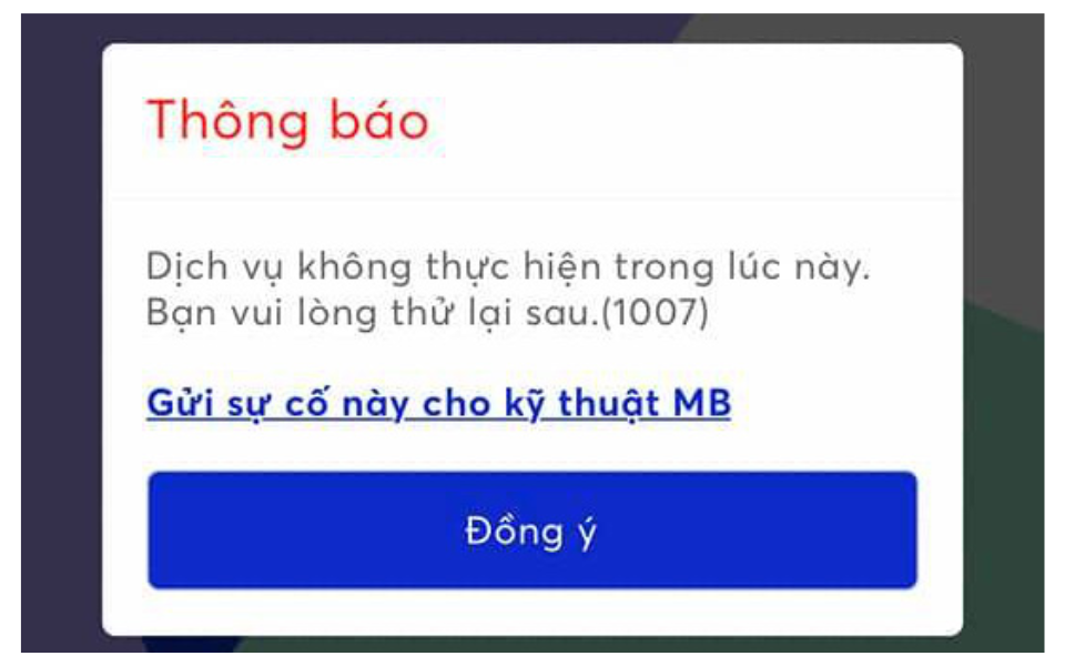 Lỗi 1007 trên app MB
