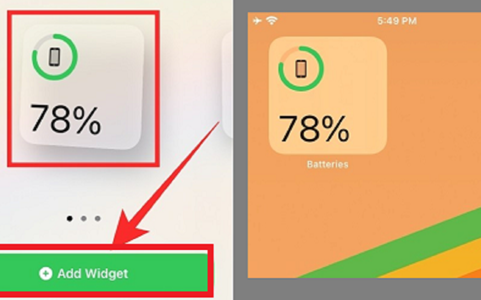Dùng widget để xem trạng thái pin