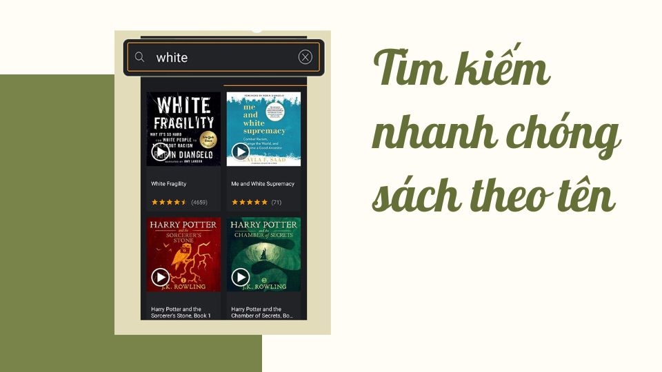 Tìm kiếm nhanh chóng sách theo tên