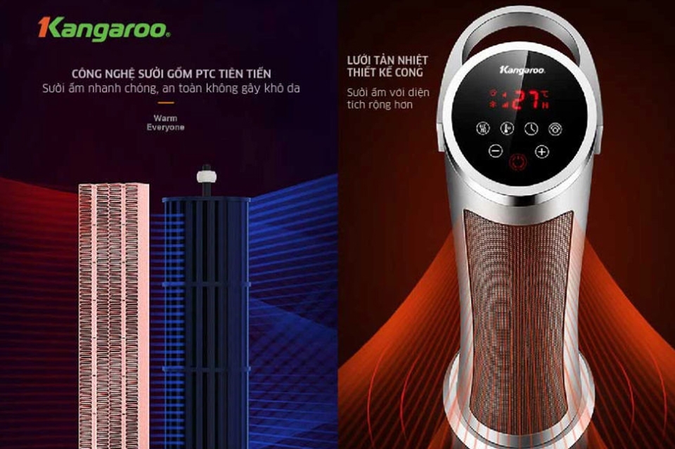 Máy sưởi gốm Kangaroo KGFH06