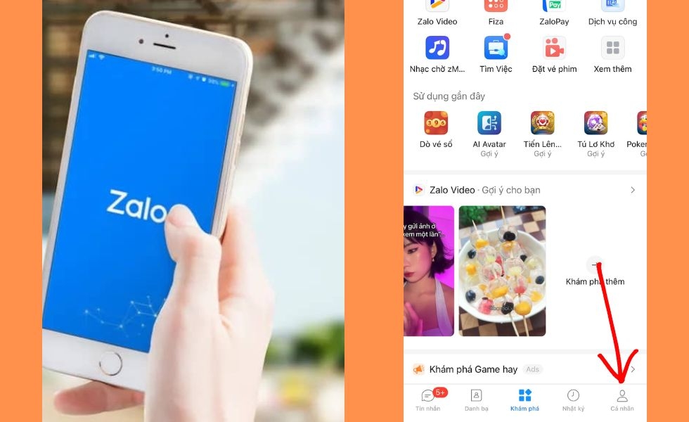 vào mục cá nhân trên zalo