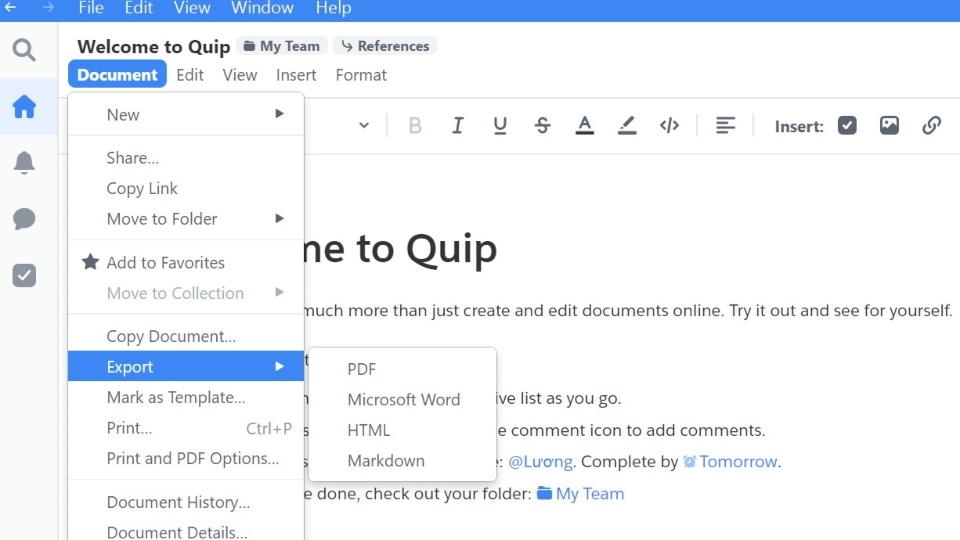 Hỗ trợ xuất file PDF, Word tiện lợi
