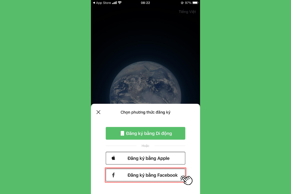 Chọn phương thức đăng ký Wechat bằng số điện thoại