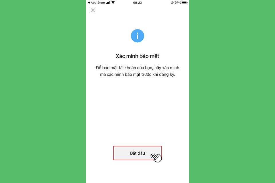 Sau khi đã đồng ý với các chính sách bảo mật của ứng dụng, Wechat sẽ yêu cầu bạn xác minh bảo mật