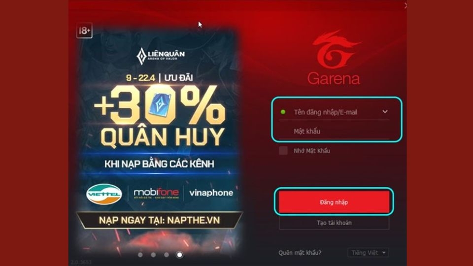 Bước 2: Tạo tài khoản