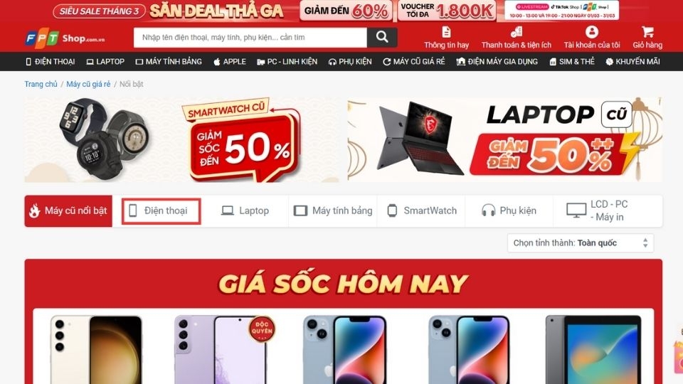 Chọn vào mục "Điện thoại"