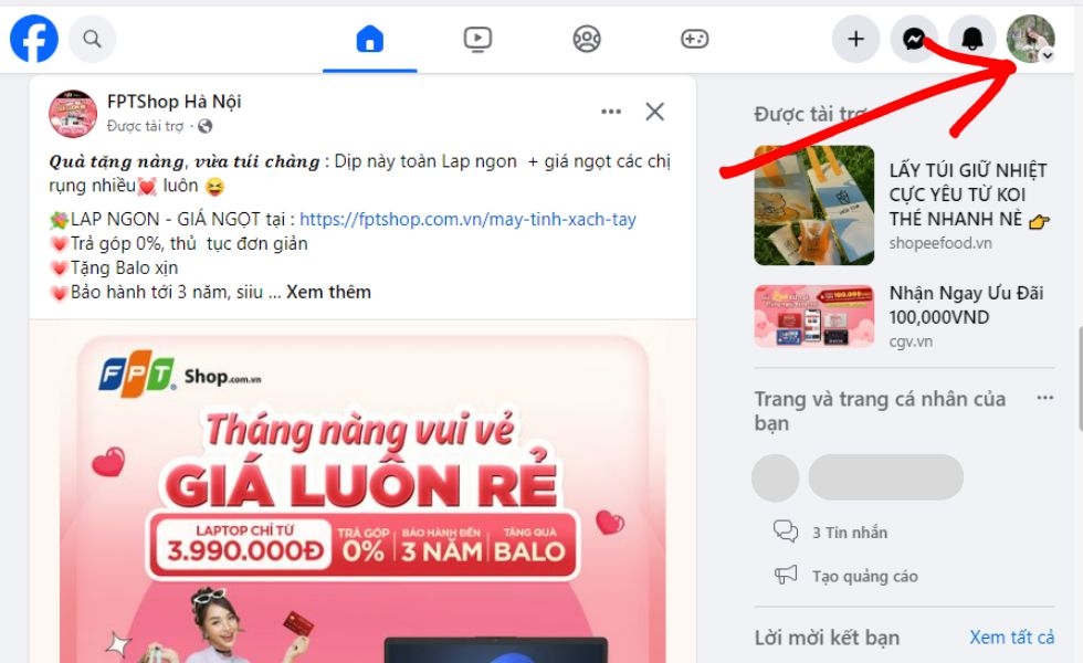 trang chủ Facebook